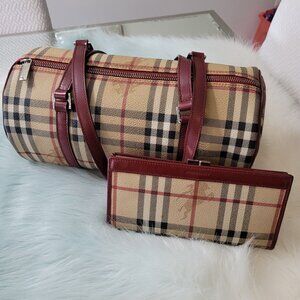 Burberry Nova Check Barrel Bag & Wallet * Leather & Coated Canvas